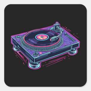 Platenspeler Audio LP Vinyl Record Player Vierkante Sticker