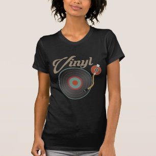 Platenspeler met vinylrecord Stijl Muziek Retro Re T-shirt