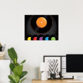 Platenspeler registreert in levendige kleuren poster (Thuiskantoor)