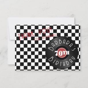 Platenspeler Rock N Roll Themaparty Verjaardag Bedankkaart