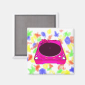 Platenspeler Roze Kleur Grafisch Magneet (Voorkant / Achterkant)