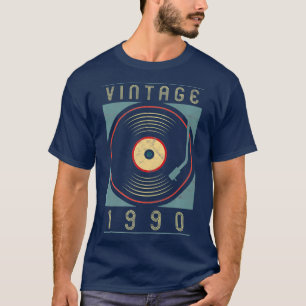 Platenspeler van 1990 vinylretro Birthday DJ T-shirt
