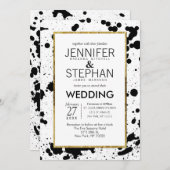 Plates-formes d'encre noire et invitations à des m (Devant / Derrière)