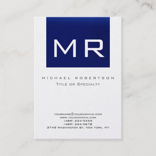 Platine Monogramme Bleu Strié Carte de visite prop (Devant)