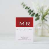 Platine Monogramme rouge rayé Carte de visite prop (Debout devant)