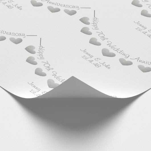 Platinum 70ste trouwdag gepersonaliseerd cadeaupapier (Hoek)