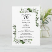 Platinum 70th Wedding Jubileum Monogram Bloemen Kaart (Staand voorkant)