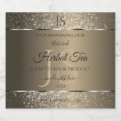 Platinum Beige met Glitter Initialen Productlabel Likeurfles Etiket (Enkel label)