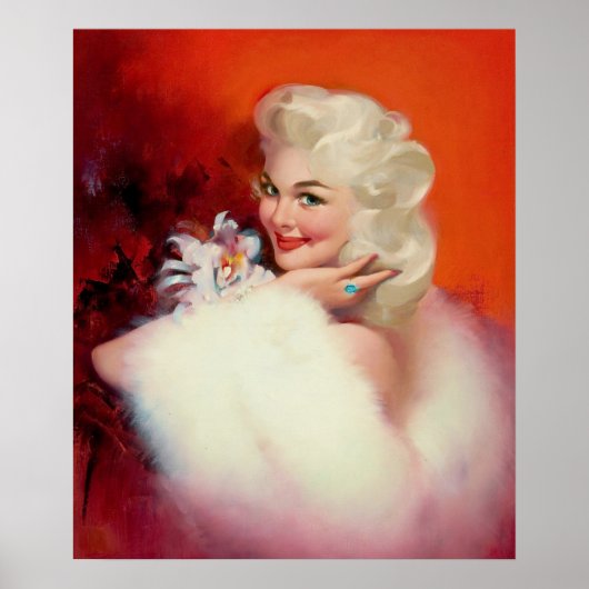 Platinum blond Posing Pin-up Poster (Voorkant)