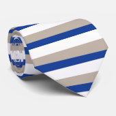 Platinum Blue en White, horizontaal gestreept Stro Stropdas (Opgerold)