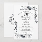 Platinum Botanical 70th Wedding Jubileum Kaart (Voorkant / Achterkant)