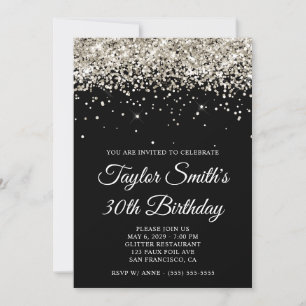 Platinum Glitter Black 30e verjaardag Kaart