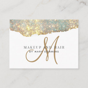 Platinum Glitter Gold Monogram Makeup Artist Busi Visitekaartje