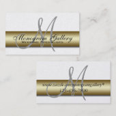 Platinum Gold Monogram Gedrukt Visitekaartje (Voorkant / Achterkant)