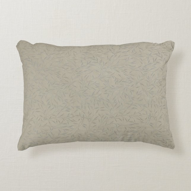 Platinum Gray Embossed Leaf Vines Accent Kussen (Voorkant)