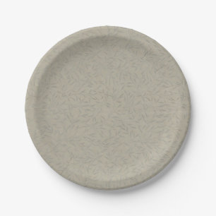 Platinum Gray Embossed Leaf Vines Papieren Bordje