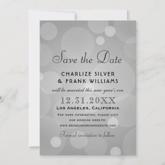Platinum grijs elegante bruiloft save the date (Voorkant)