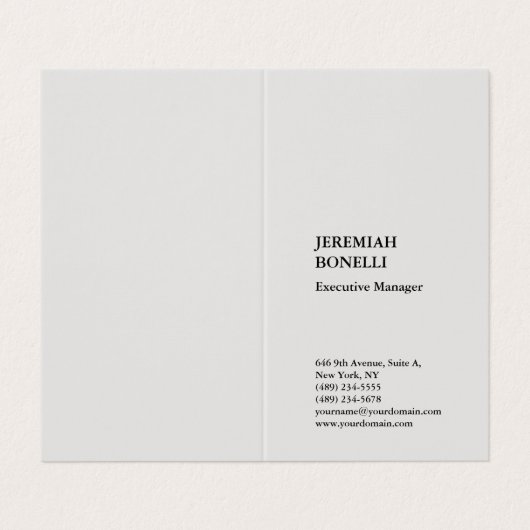 Platinum grijs minimalistisch modern hoog geperste visitekaartjes (Buitenkant ongevouwen)