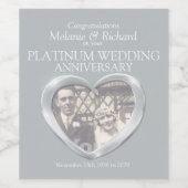 Platinum huwelijksjubileum aangepaste wijnlabels wijn etiket (Enkel label)