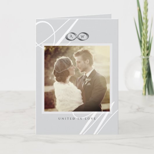 Platinum Infinity Symbol Monogram Foto Weddenschap Bedankkaart (Voorkant)