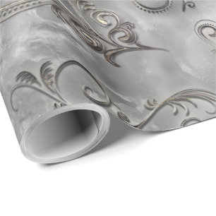 Platinum Silver Flourish Cadeaupapier