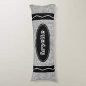 Platinum Silver Glitter Crayon Body Pillow + Naam Lichaamskussen (Voorkant Verticaal)
