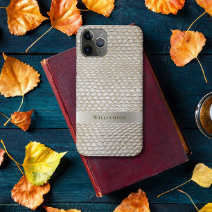 Platinum Snakeskin digitaal leder Titaniummetaal iPhone 11 Pro Hoesje