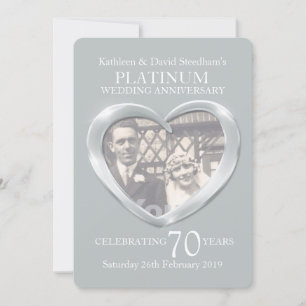 Platinum trouw hart foto 70 jaar feest uitnodiging