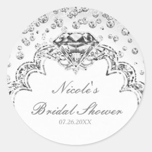 Platinum Witte Zilveren Diamanten Bling Elegante F Ronde Sticker