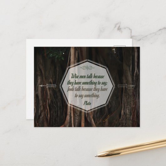 Plato Inspirerend Quote "Wise mannen talk" Briefkaart (Voorkant / Achterkant in situ)