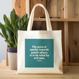 Plato Quote over het gevoel voor politiek Tote Bag