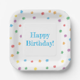 Platos de Papel “Happy Birthday” Ceras de Colores Papieren Bordje