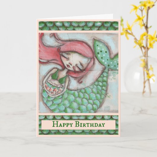 Plats de poisson d'eau - Carte Anniversaire (Fleur jaune)