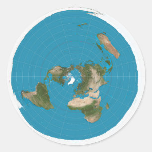 Platte Aarde Azimuthal Equidistant Kaart Stickers