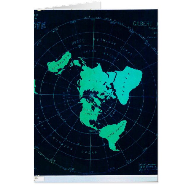 Platte aardkaart (Azimuthal equidistant projection (Voorkant)