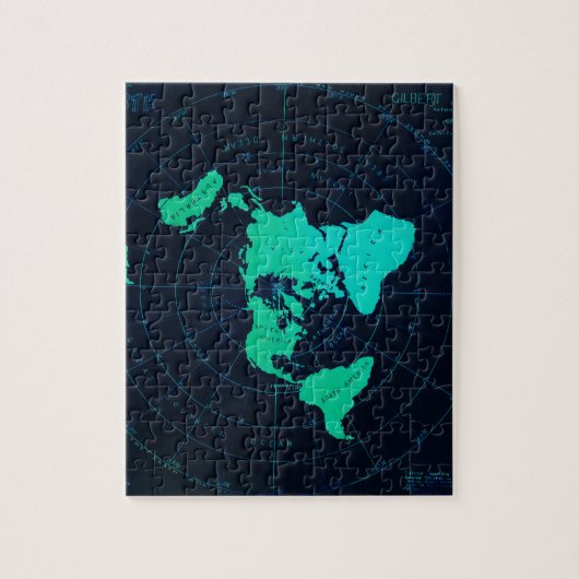 Platte aardkaart (Azimuthal equidistant projection Legpuzzel (Verticaal)