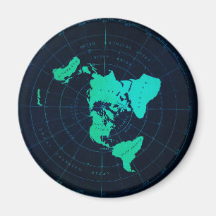 Platte aardkaart (Azimuthal equidistant projection Magneet