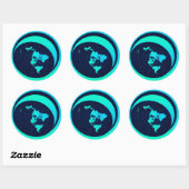 Platte aardkaart (Azimuthal equidistant projection Ronde Sticker (Vel)