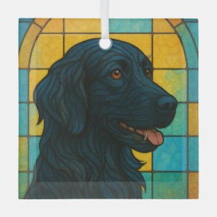 Platte gecoate retriever "Glas in lood" Glas Ornament