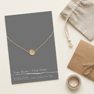 Platte grijze minieme ketting/armband display kaar visitekaartje