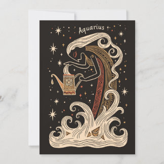 Platte kaart - Aquarius Celestial Zodiac Art
