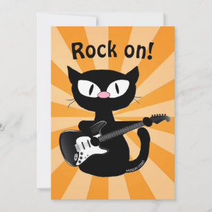 Platte kaart - Rock on! Gitaar Rocker Kat