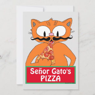 Platte kaart - Señor Gato's Pizza Grappige Snor Ka