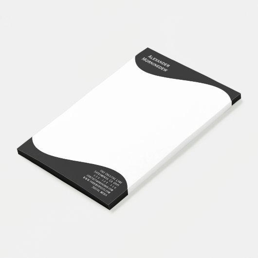 Platte labelrand - golf zwart 1 post-it® notes (Schuin)