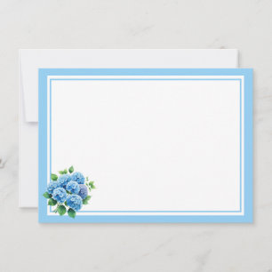 Platte Notitiekaart- Blauwe Hortensia Notitiekaartje