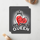 Platte notitiekaart: Mijn enige koningin (grijs) Notitiekaartje (Voorkant / Achterkant in situ)