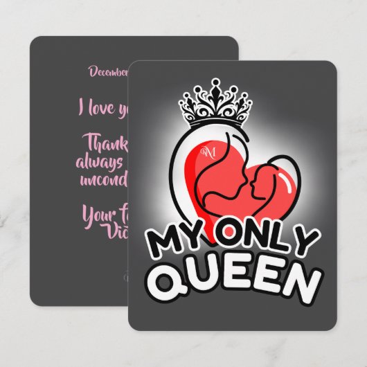Platte notitiekaart: Mijn enige koningin (grijs) Notitiekaartje (Voorkant / Achterkant)