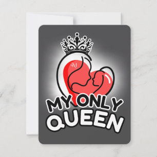 Platte Notitiekaart: Mijn. Enige Koningin (grijs) Notitiekaartje