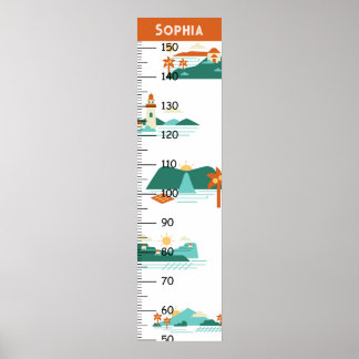 Platte oriëntatiepunt groeigrafiek poster