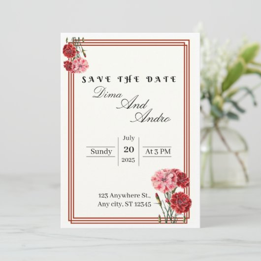 Platte Save The Date Kaart (Staand voorkant)